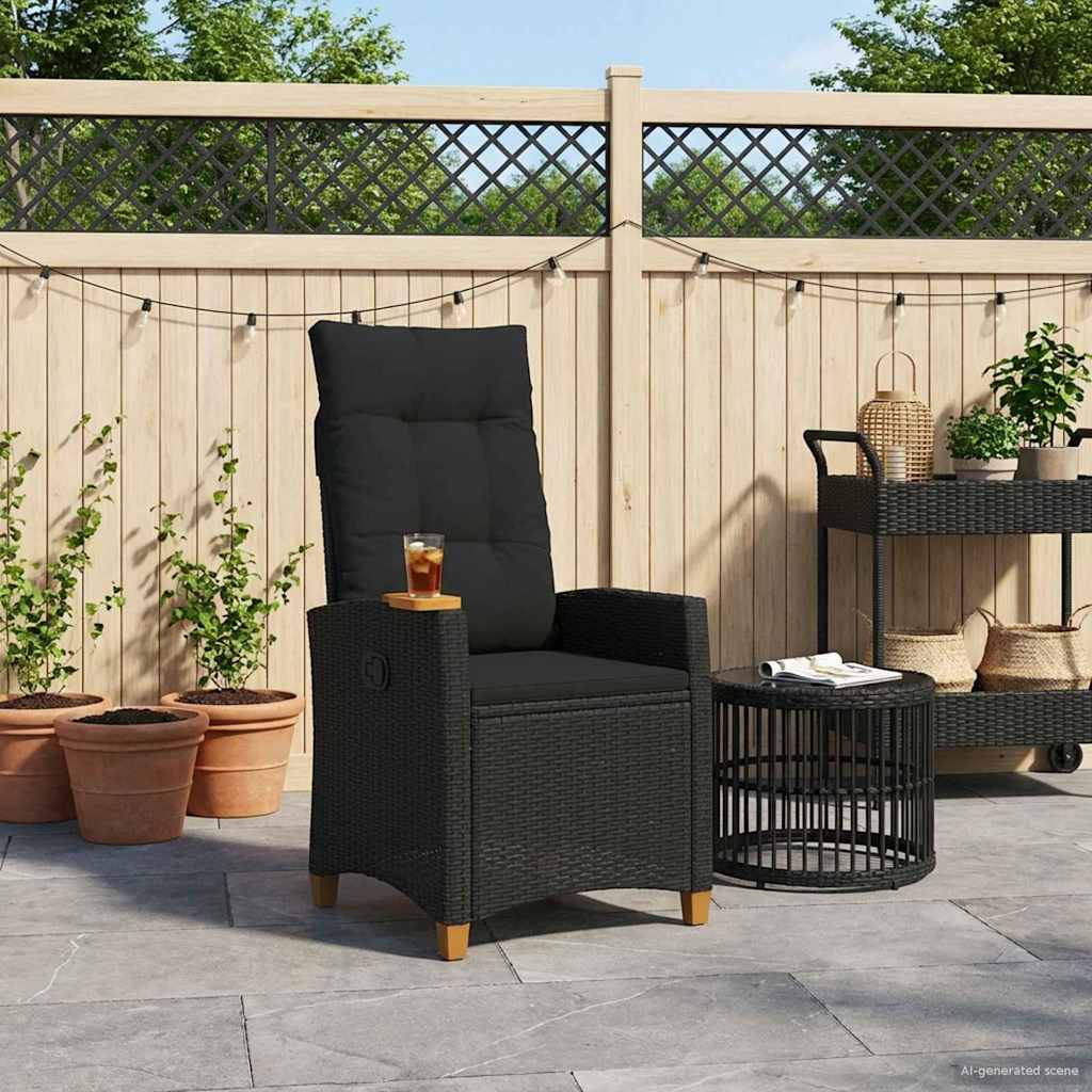 Lænestol Med Teplade Med Pude 62 X 64 X 112 Cm Polyrattan - Billede 3