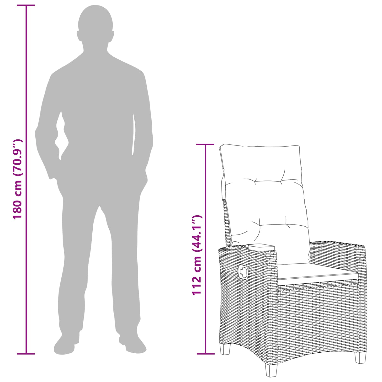 Lænestol Med Teplade Med Pude 62 X 64 X 112 Cm Polyrattan - Billede 12