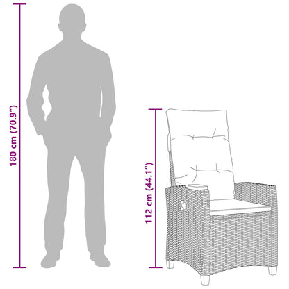 Lænestol Med Teplade Med Pude 62 X 64 X 112 Cm Polyrattan - Billede 12