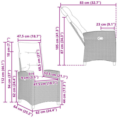 Lænestol Med Teplade Med Pude 62 X 64 X 112 Cm Polyrattan - Billede 11
