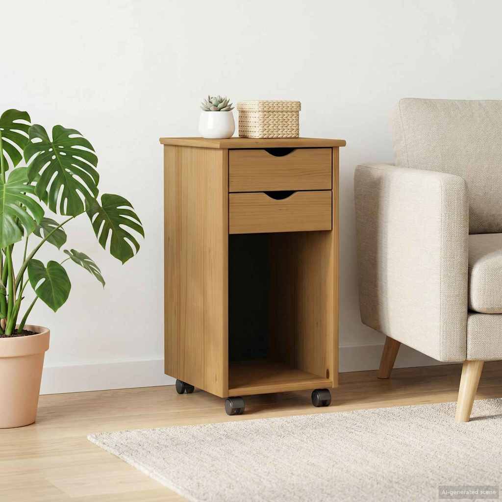 Rullende Skab 34 X 39 X 65,5 Cm Massivt Fyrretræ - Billede 3