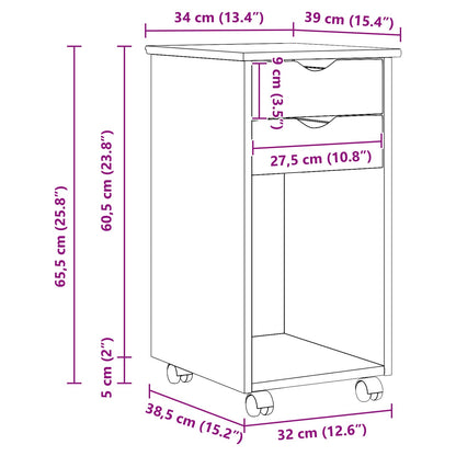 Rullende Skab 34 X 39 X 65,5 Cm Massivt Fyrretræ - Billede 10