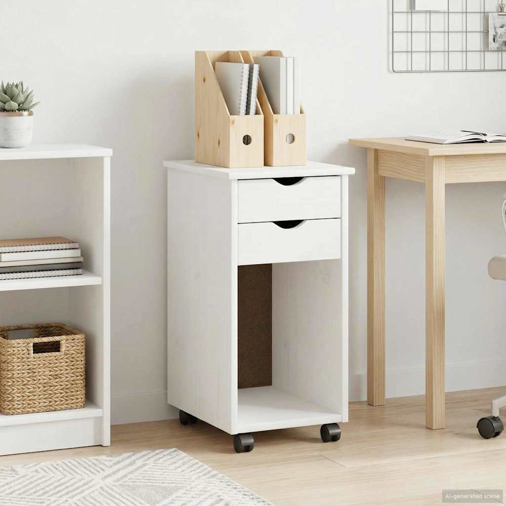 Rullende Skab 34 X 39 X 65,5 Cm Massivt Fyrretræ