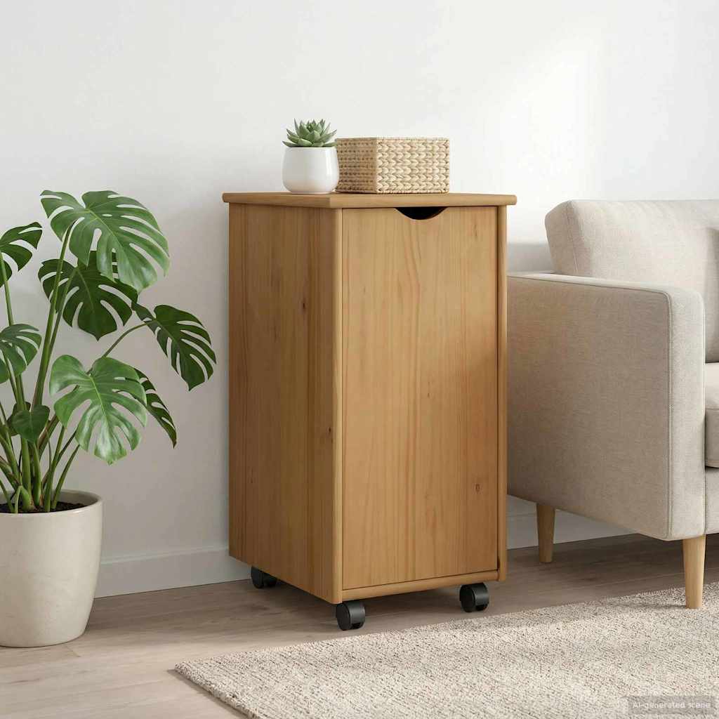Rullende Skab Honningbrun 34 X 39 X 65,5 Cm Massivt Fyrretræ - Billede 3