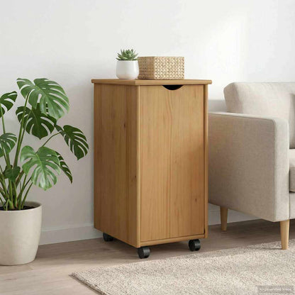 Rullende Skab Honningbrun 34 X 39 X 65,5 Cm Massivt Fyrretræ - Billede 3