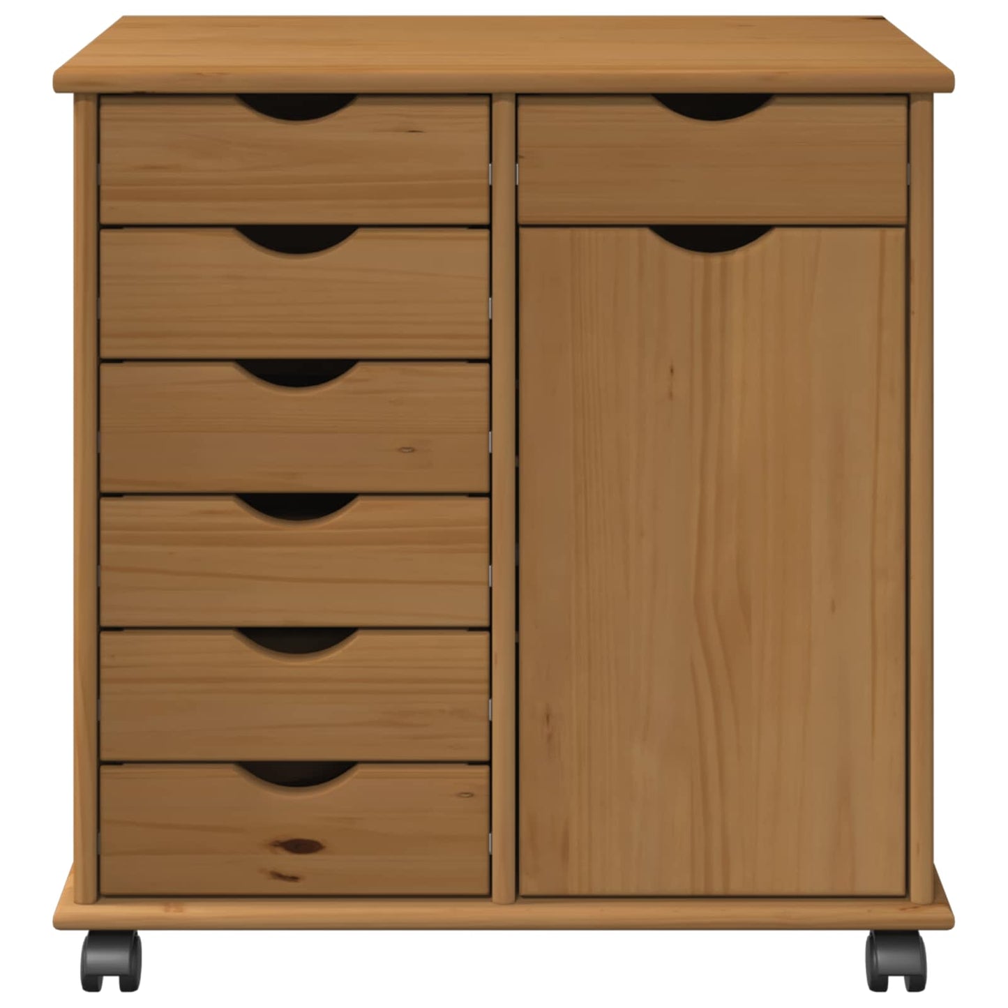 Rullende Skab Honningbrun 63,5 X 39 X 65,5 Cm Massivt Fyrretræ - Billede 5