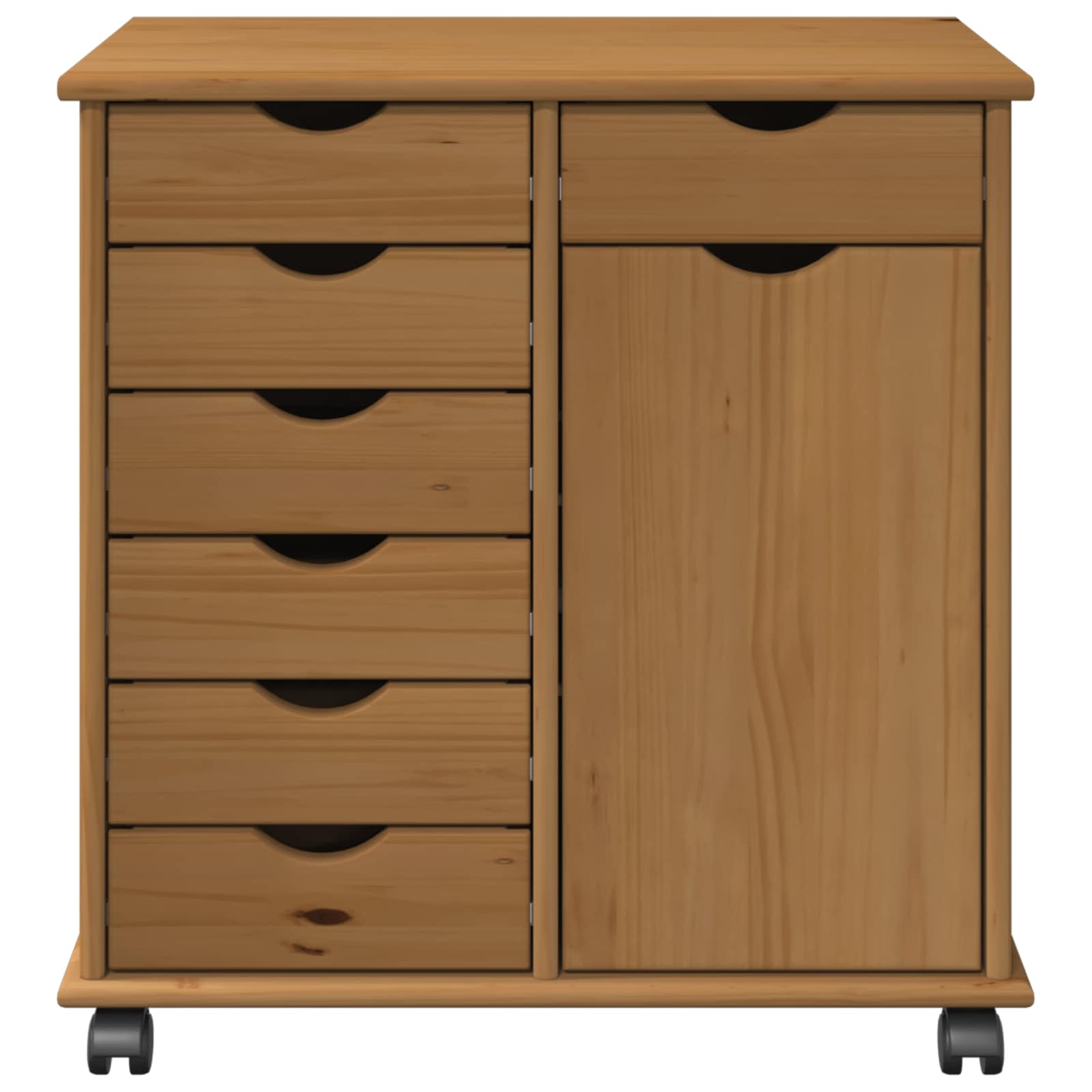 Rullende Skab Honningbrun 63,5 X 39 X 65,5 Cm Massivt Fyrretræ - Billede 5