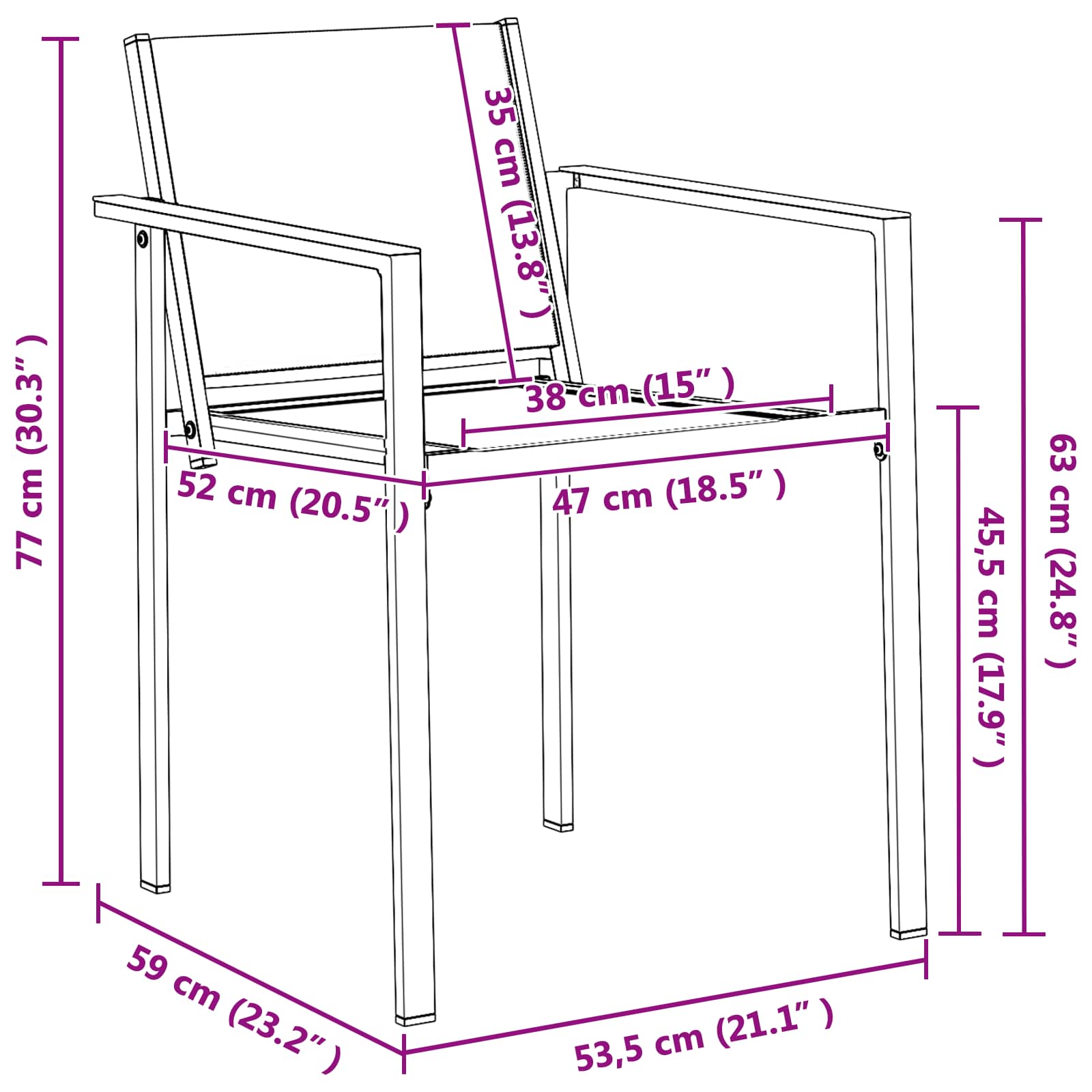 Havestole 2 Dele Og Anthracit 53,5 X 59 X 77 Cm - Billede 6