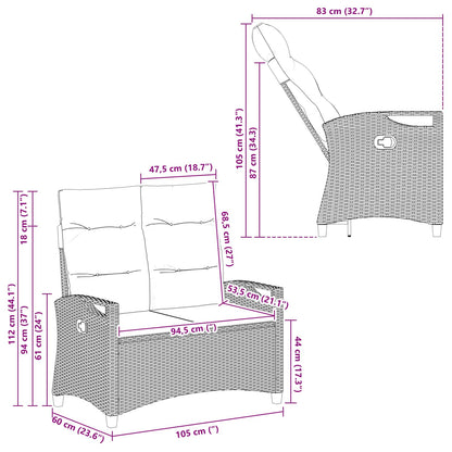 Havebænk Med Pude 105 X 60 X 112 Cm Stål Og Polyester - Billede 12