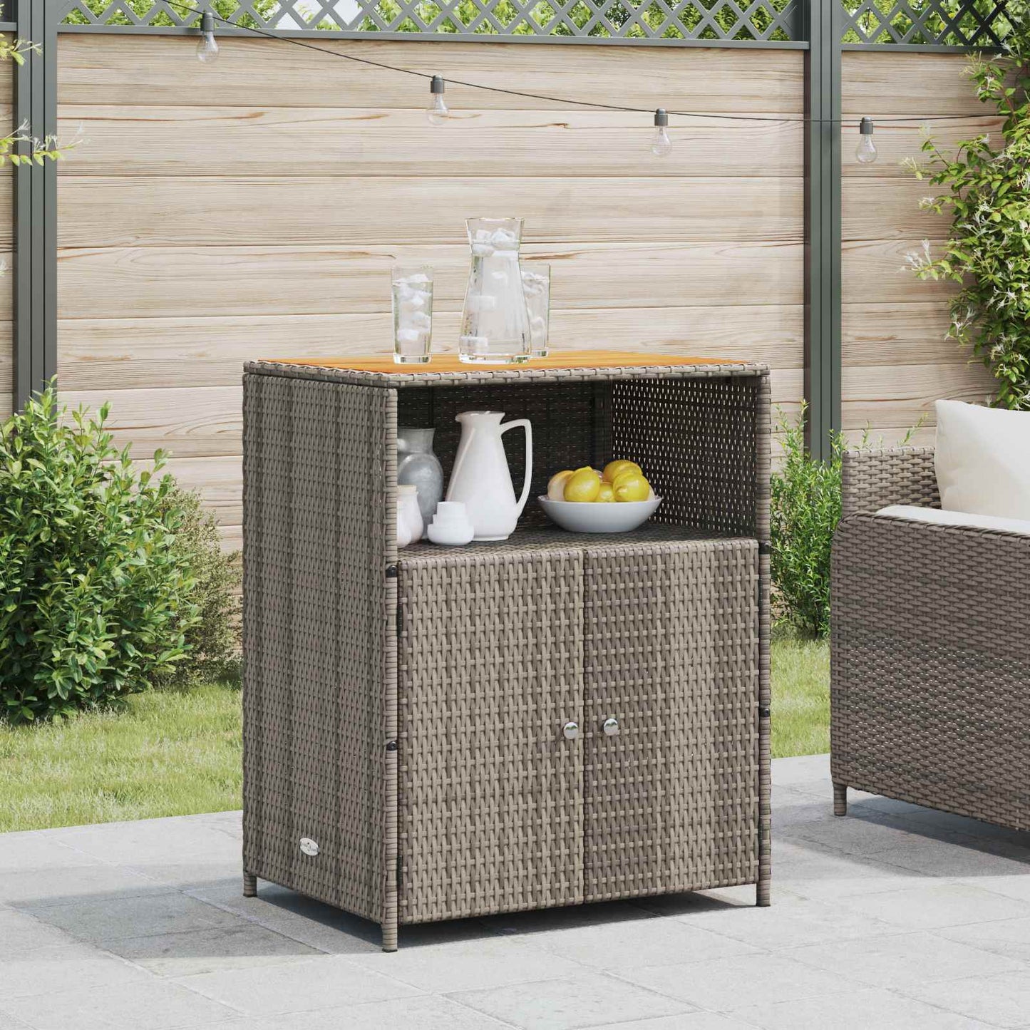 Kabinet Med Hylde 70 X 50 X 87 Cm Polyester Og Roly Rattan - Variant 42026913