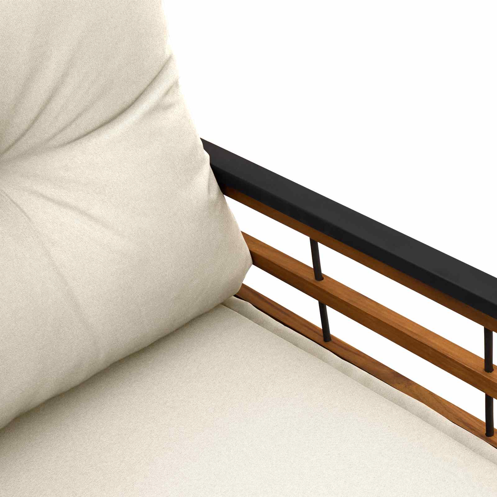 Trælagersbænk Med Pude Ensfarvet Creme 114 X 55 X 77 Cm - Billede 8