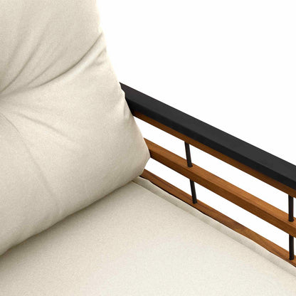 Trælagersbænk Med Pude Ensfarvet Creme 114 X 55 X 77 Cm - Billede 8