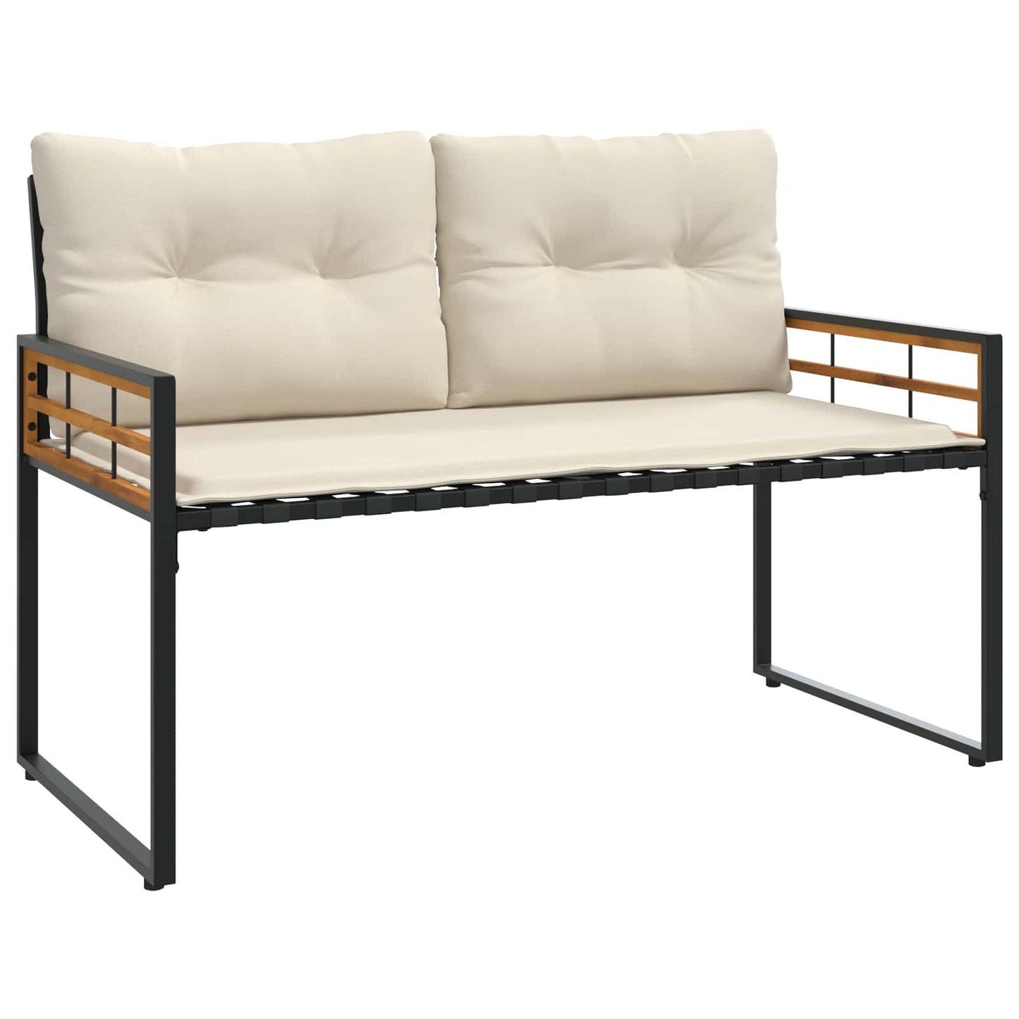 Trælagersbænk Med Pude Ensfarvet Creme 114 X 55 X 77 Cm - Billede 2