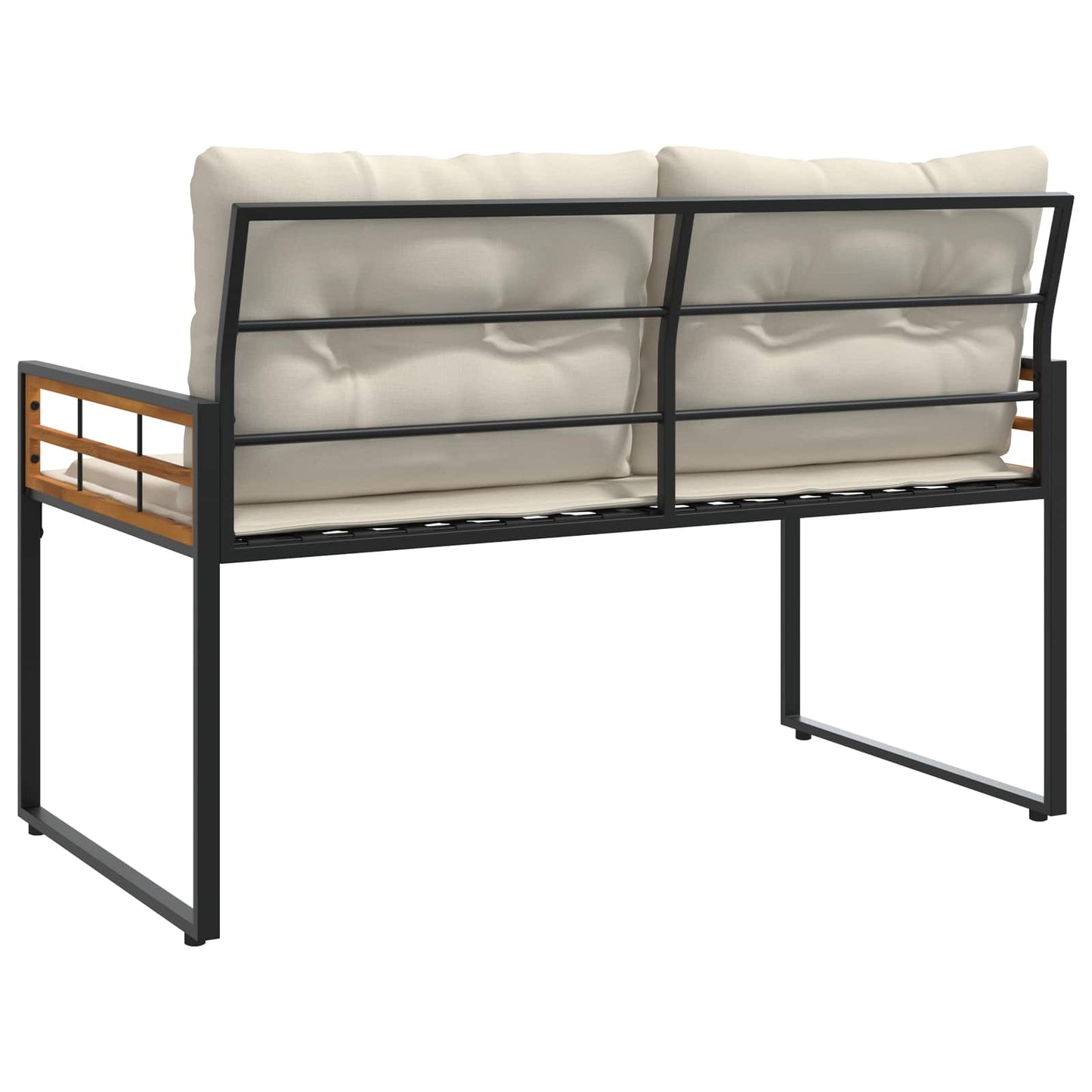 Trælagersbænk Med Pude Ensfarvet Creme 114 X 55 X 77 Cm - Billede 6
