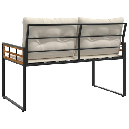Trælagersbænk Med Pude Ensfarvet Creme 114 X 55 X 77 Cm - Billede 6