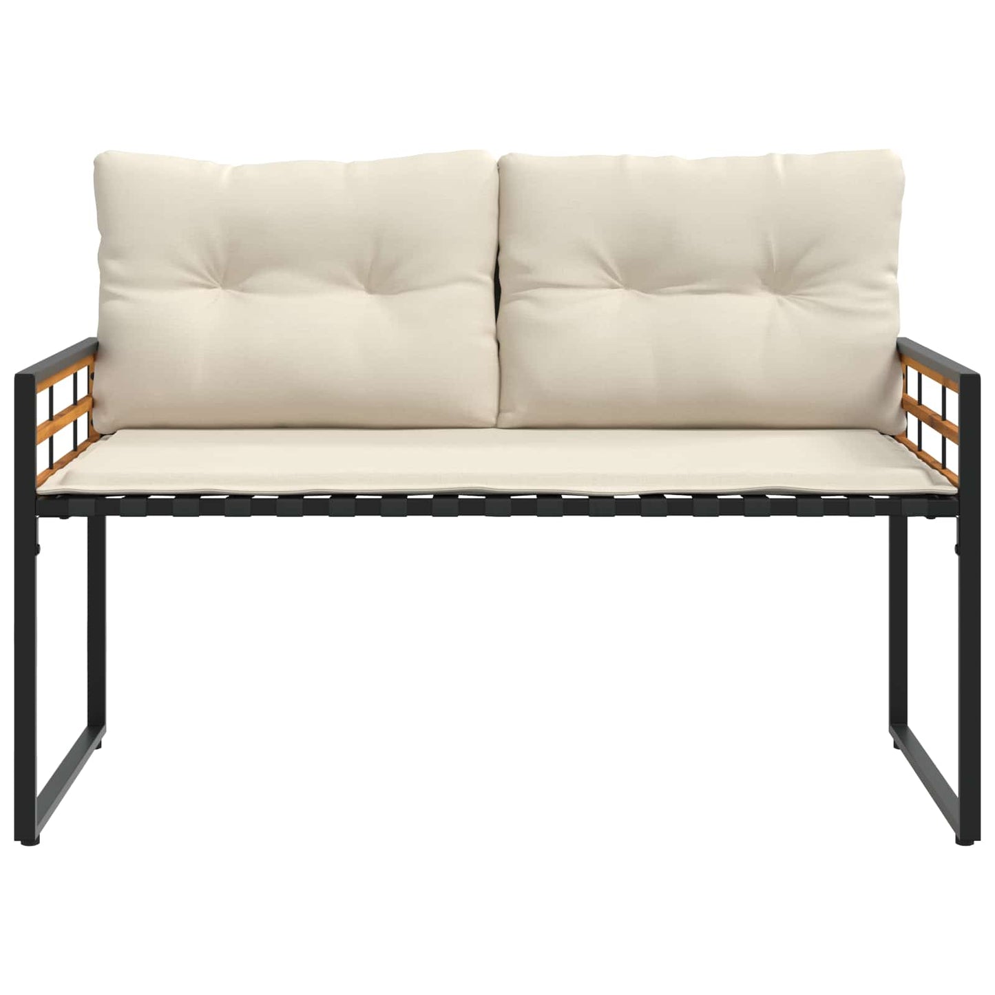 Trælagersbænk Med Pude Ensfarvet Creme 114 X 55 X 77 Cm - Billede 4