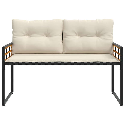 Trælagersbænk Med Pude Ensfarvet Creme 114 X 55 X 77 Cm - Billede 4