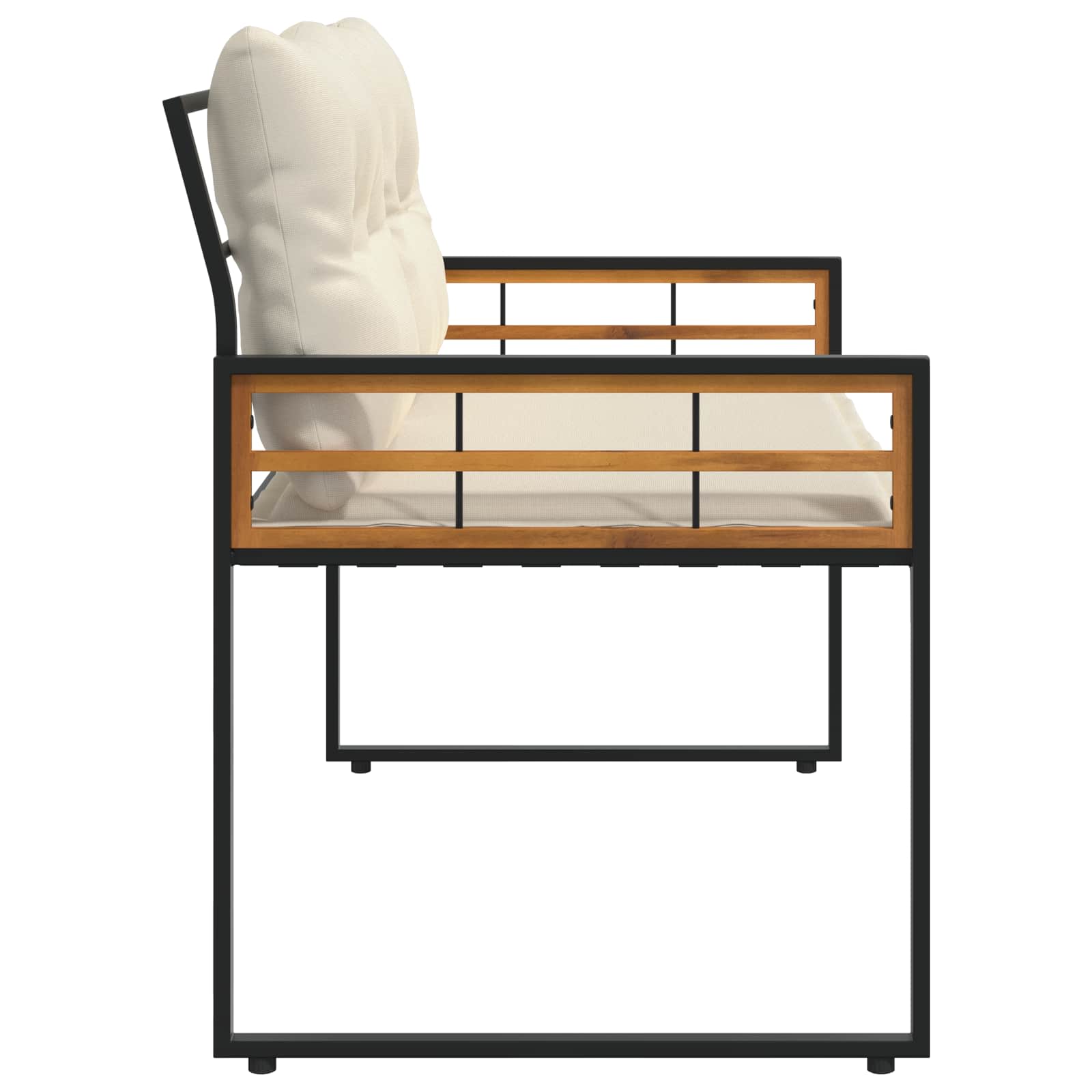 Trælagersbænk Med Pude Ensfarvet Creme 114 X 55 X 77 Cm - Billede 5