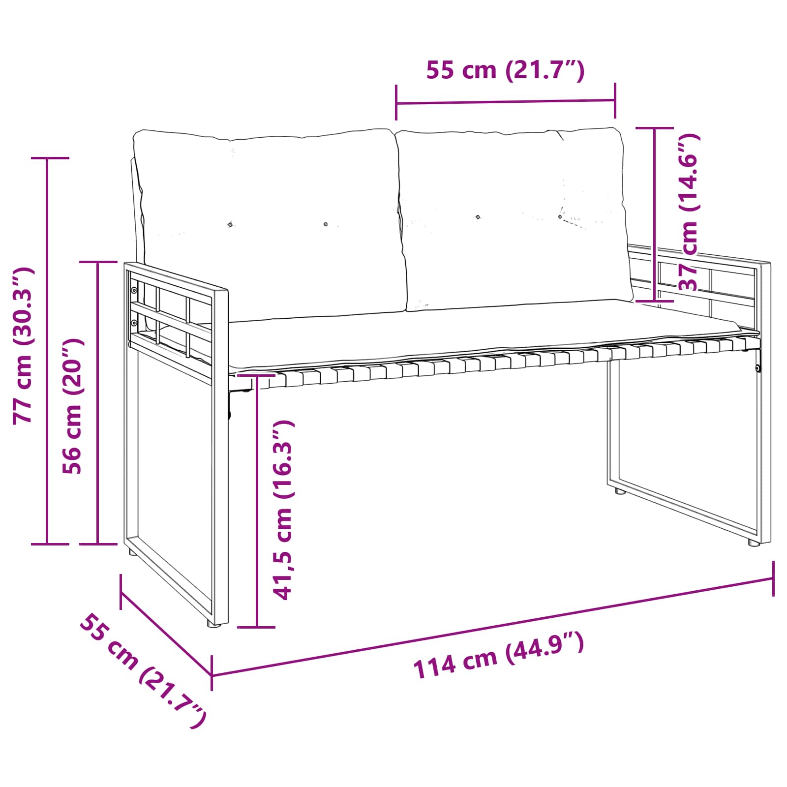 Trælagersbænk Med Pude Ensfarvet Creme 114 X 55 X 77 Cm - Billede 9