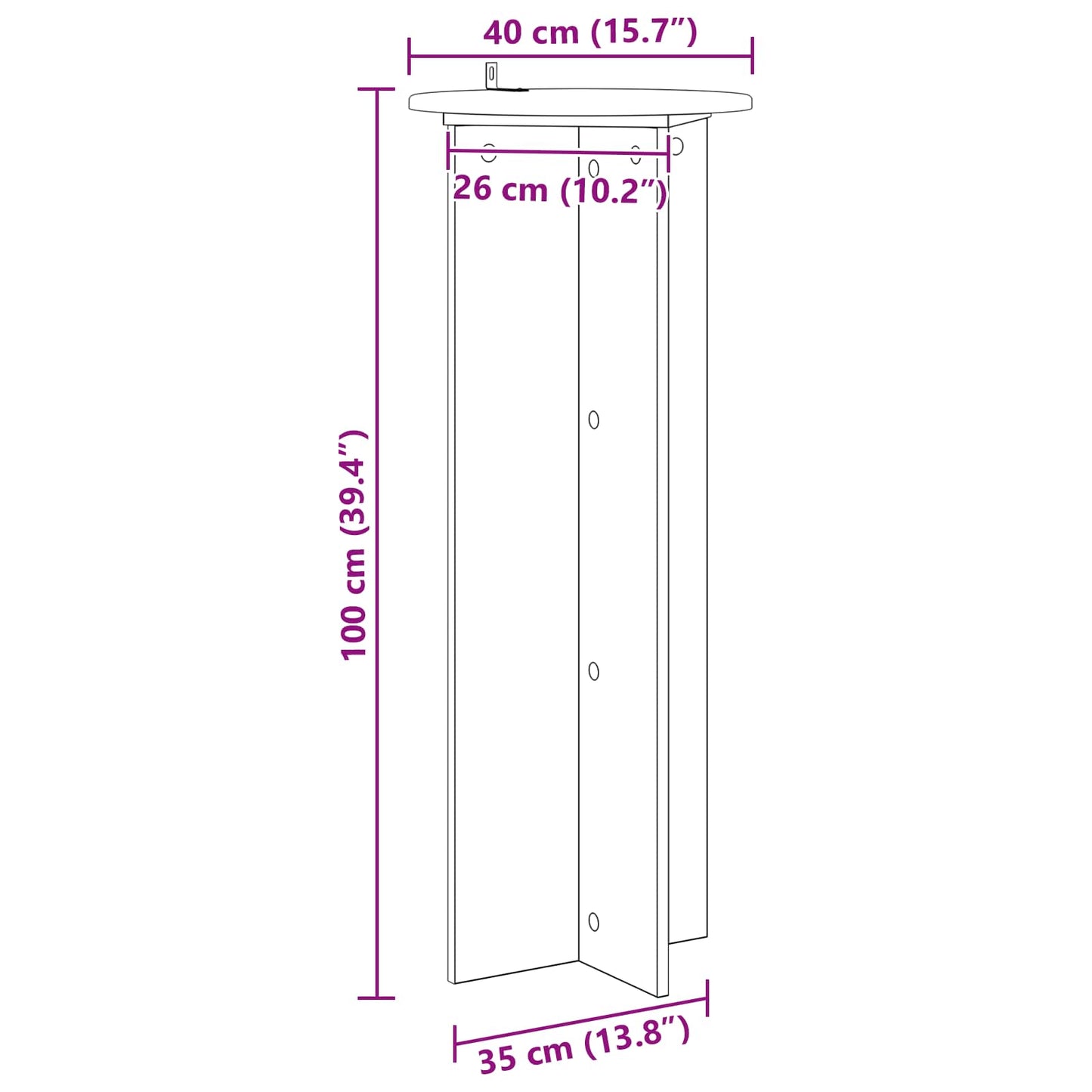 Planteholder 2 Dele Ø40 X 100 Cm Konstrueret Træ - Billede 9