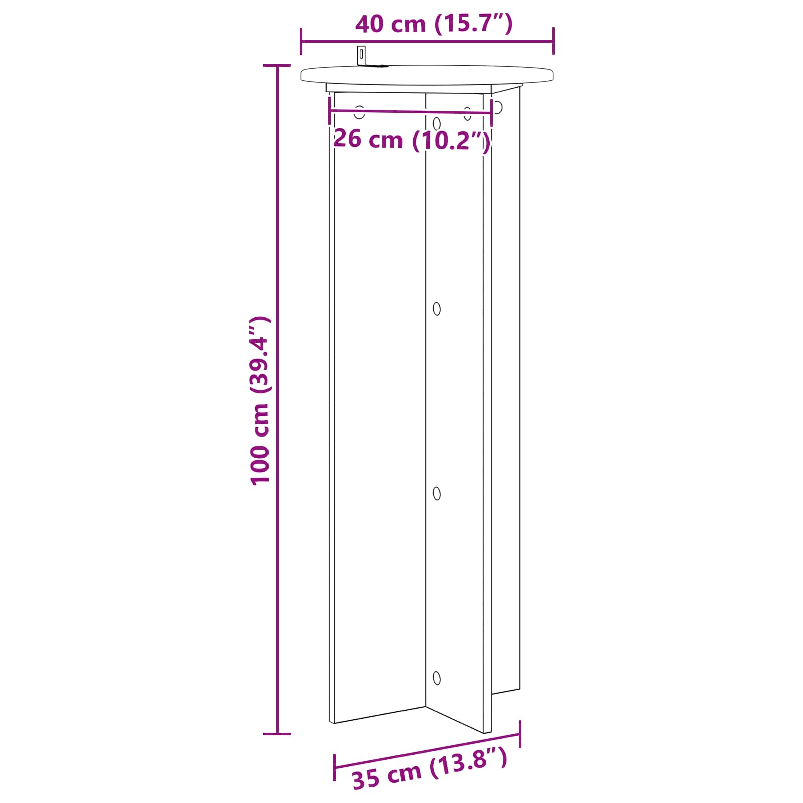 Planteholder 2 Dele Ø40 X 100 Cm Konstrueret Træ - Billede 9