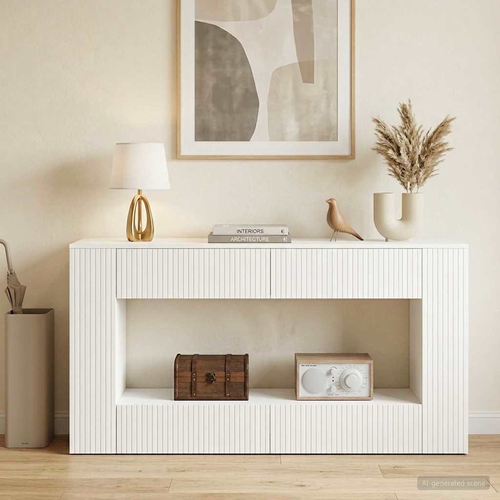 Konsolbord Stribet Konstrueret Træ - Billede 4
