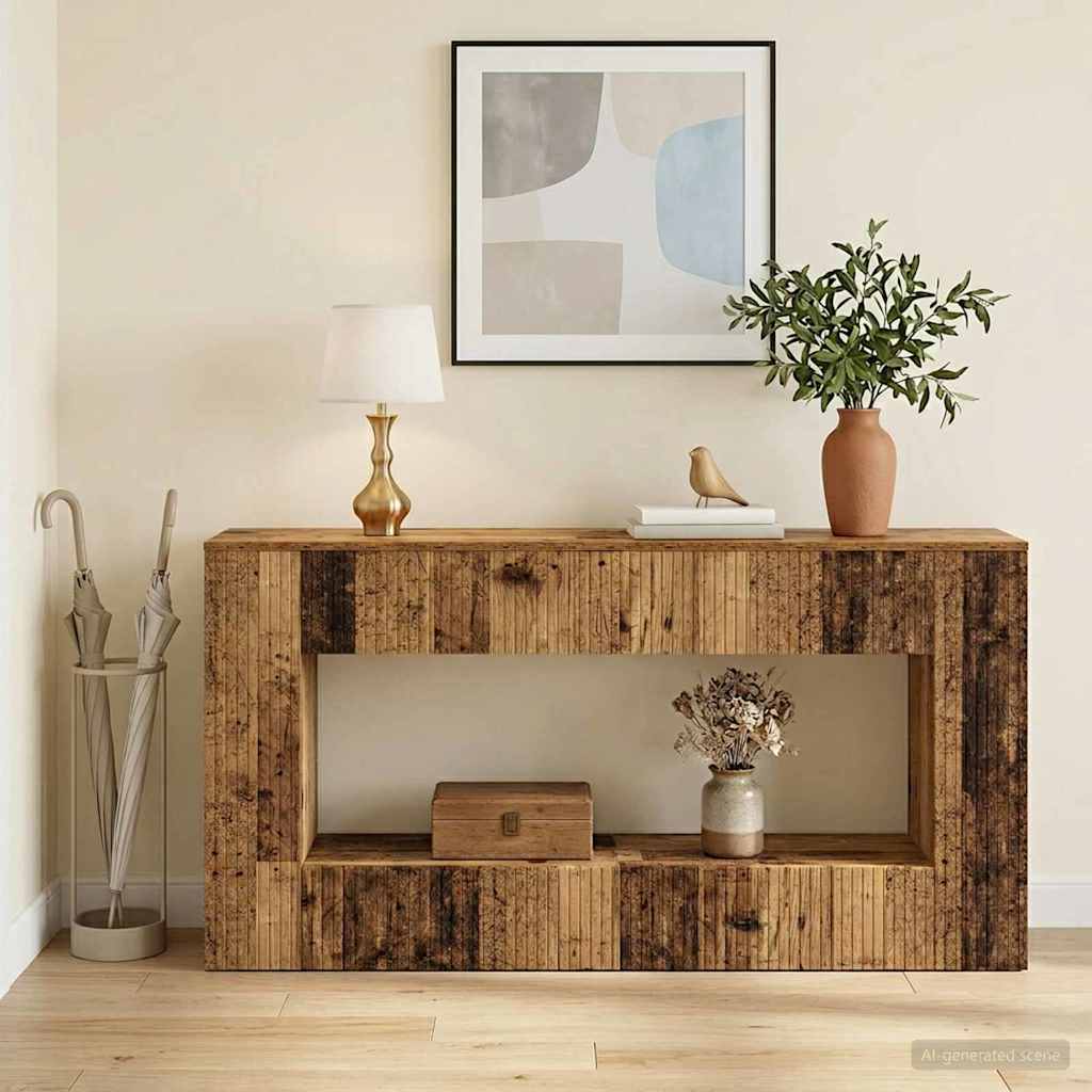 Konsolbord Stribet Konstrueret Træ - Variant 899893