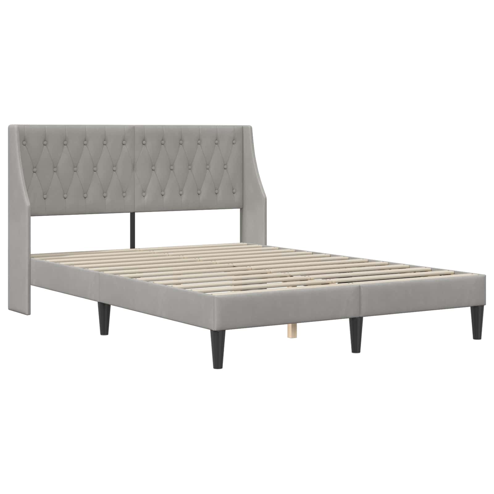 Sengestel Med Hovedgærde Lysegrå 140 X 190 Cm Fløjl - Billede 3