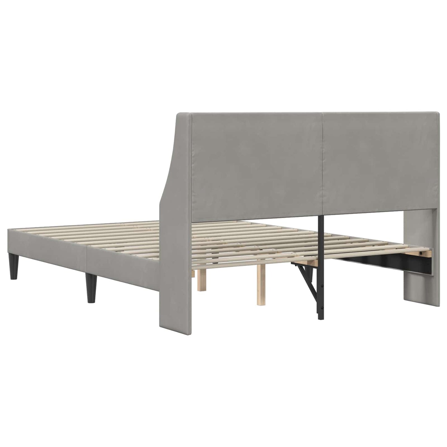 Sengestel Med Hovedgærde Lysegrå 140 X 190 Cm Fløjl - Billede 6