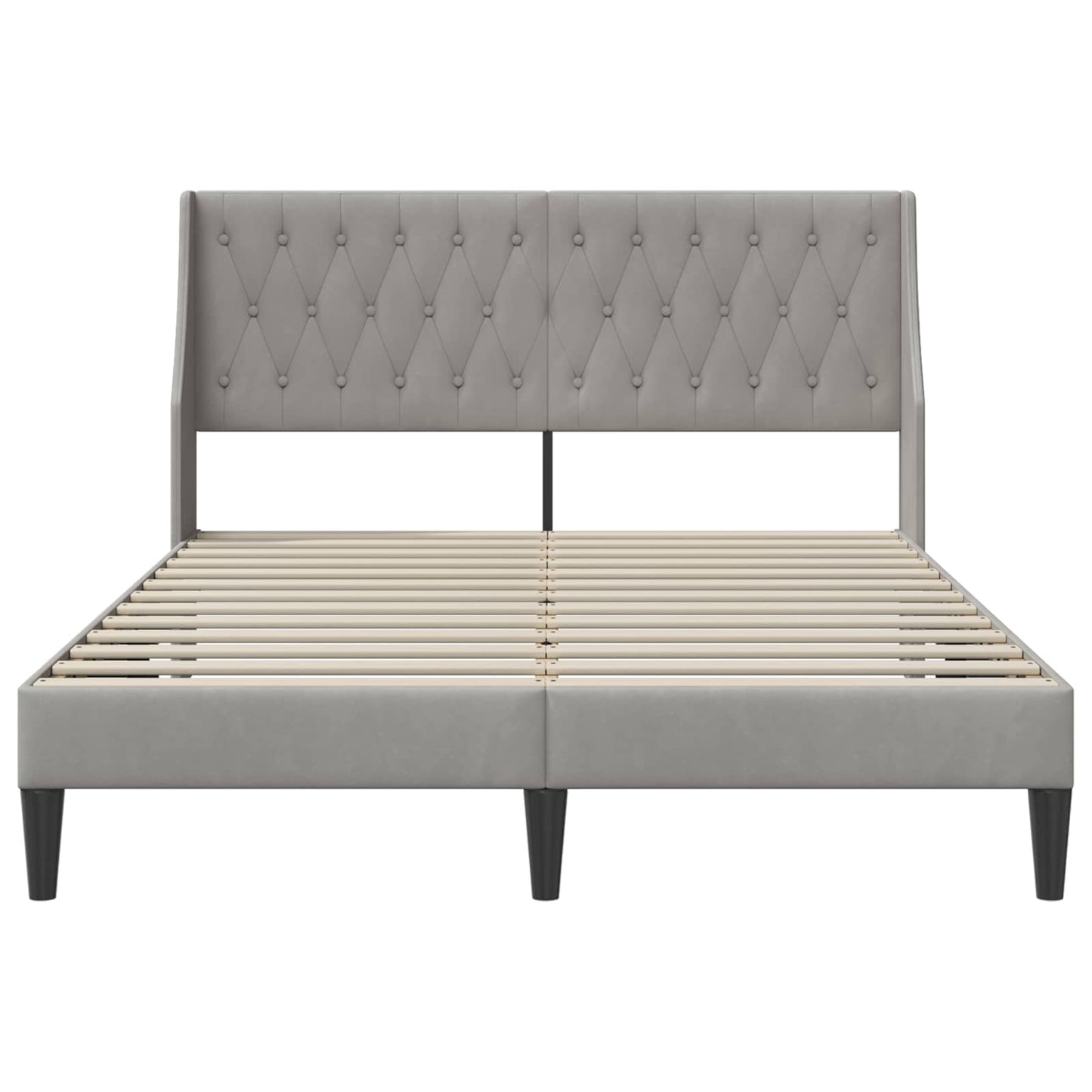 Sengestel Med Hovedgærde Lysegrå 140 X 190 Cm Fløjl - Billede 4