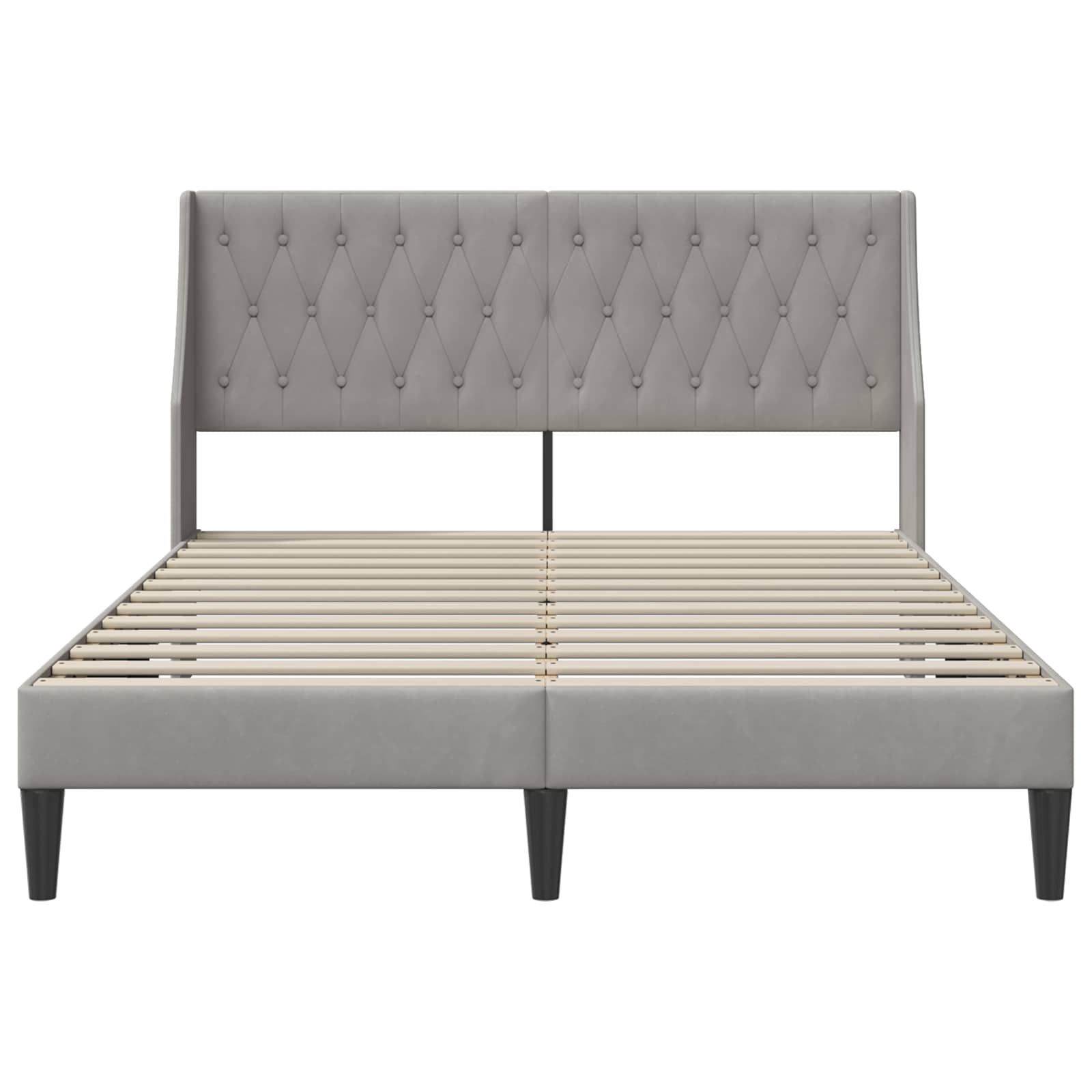 Sengestel Med Hovedgærde Lysegrå 140 X 190 Cm Fløjl - Billede 4
