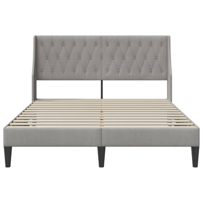 Sengestel Med Hovedgærde Lysegrå 140 X 190 Cm Fløjl - Billede 4