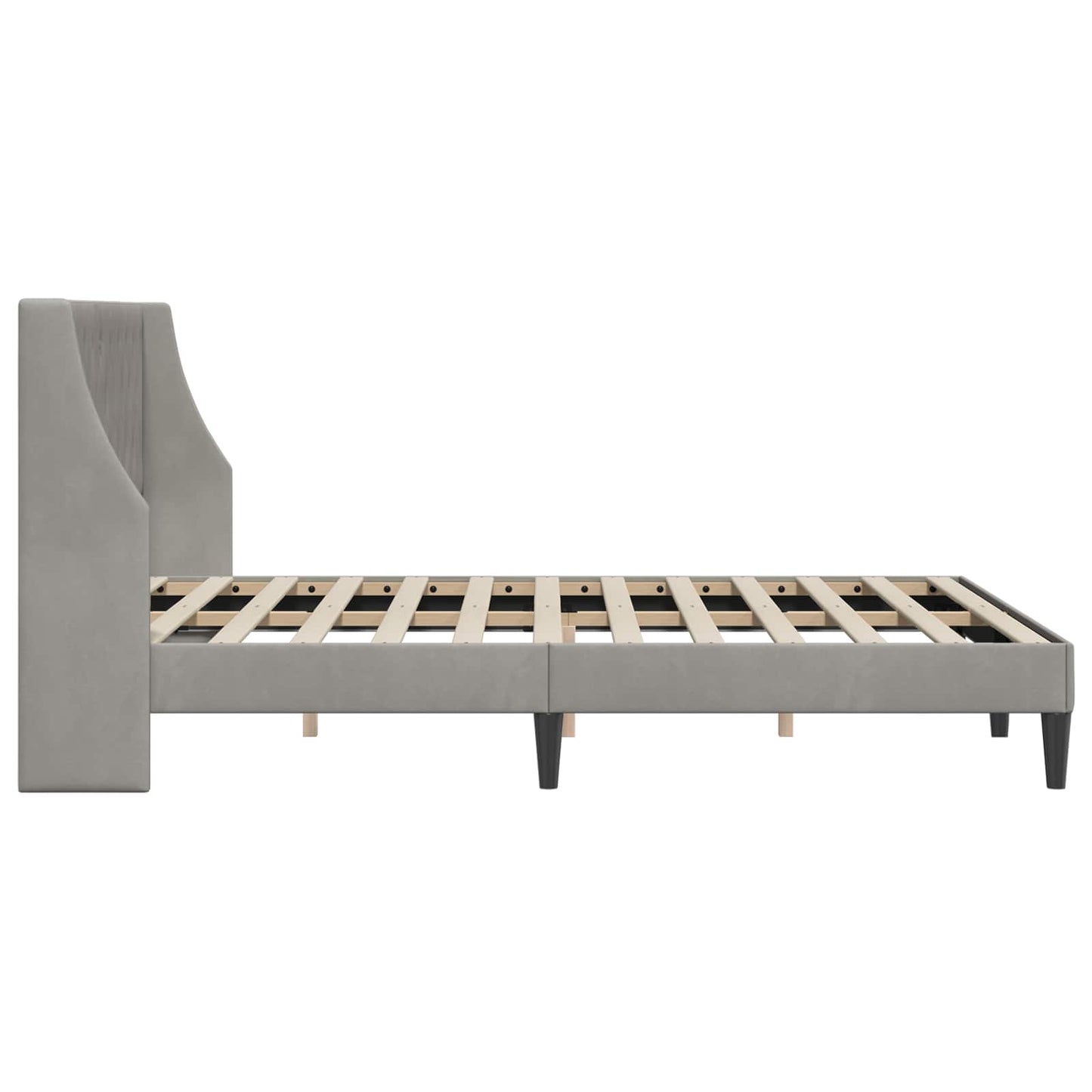 Sengestel Med Hovedgærde Lysegrå 140 X 190 Cm Fløjl - Billede 5
