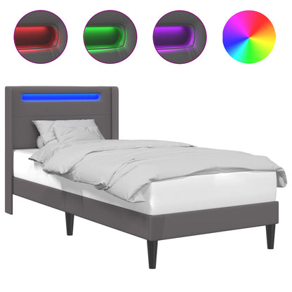 Sengestel Med Led-lysstrimler Kunstlæder - Billede 2