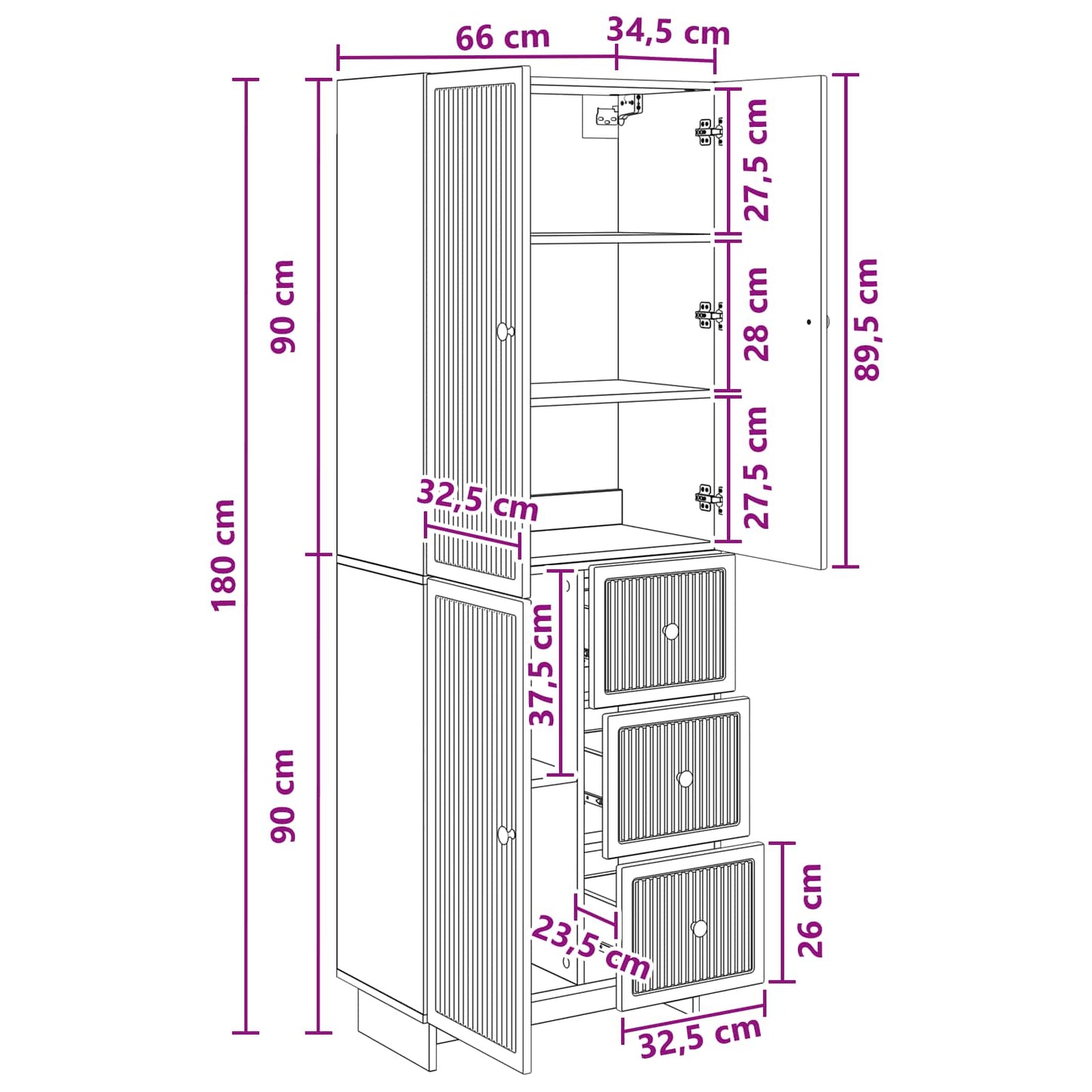 Skab Sæt 2 Dele 66 X 34,5 X 90 Cm Konstrueret Træ - Billede 9