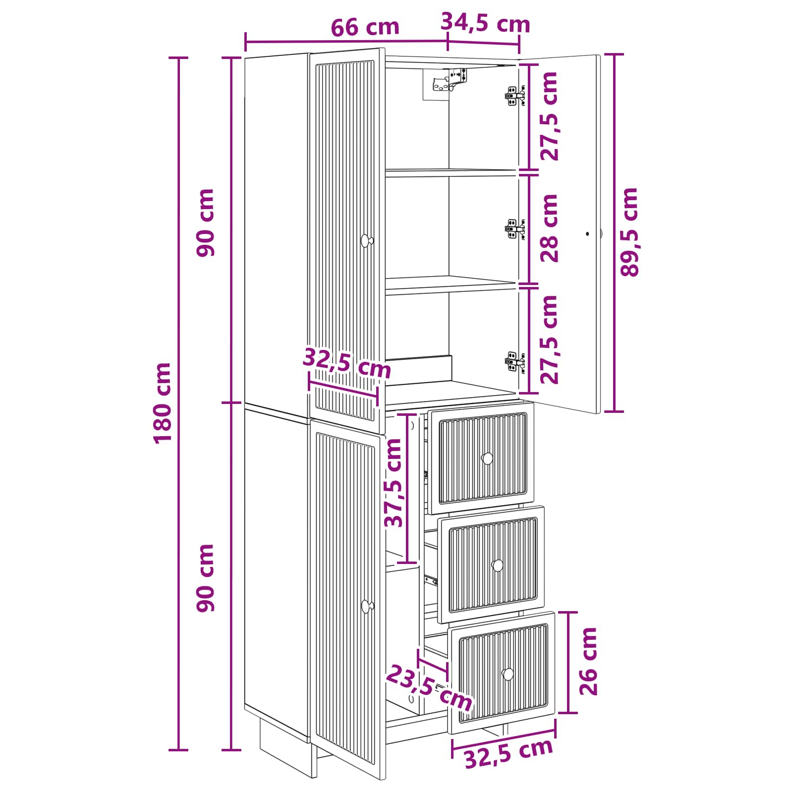 Skab Sæt 2 Dele 66 X 34,5 X 90 Cm Konstrueret Træ - Billede 9