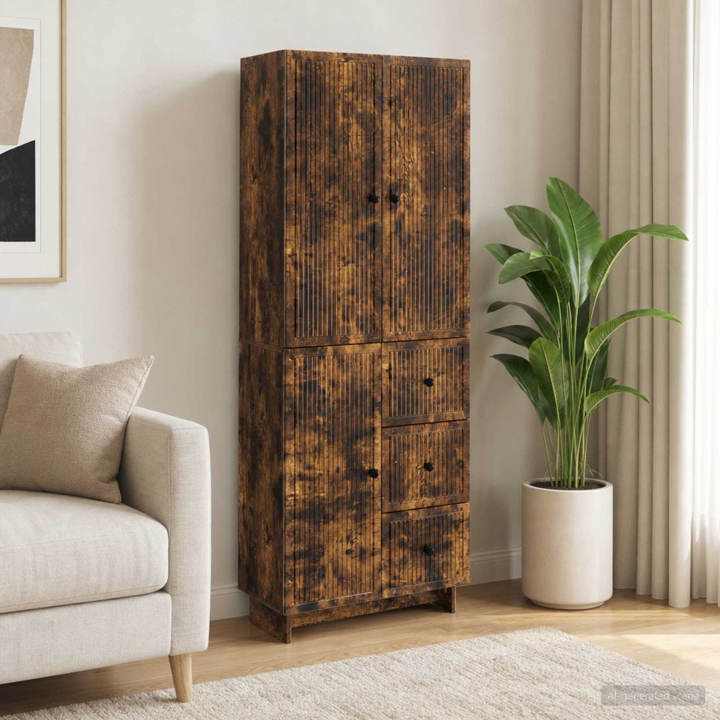 Skab Sæt 2 Dele 66 X 34,5 X 90 Cm Konstrueret Træ - Variant 3416399
