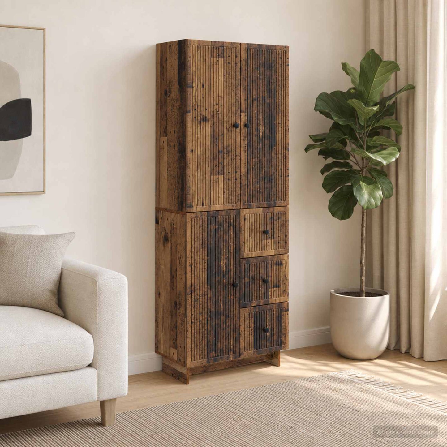 Skab Sæt 2 Dele 66 X 34,5 X 90 Cm Konstrueret Træ - Variant 3416401