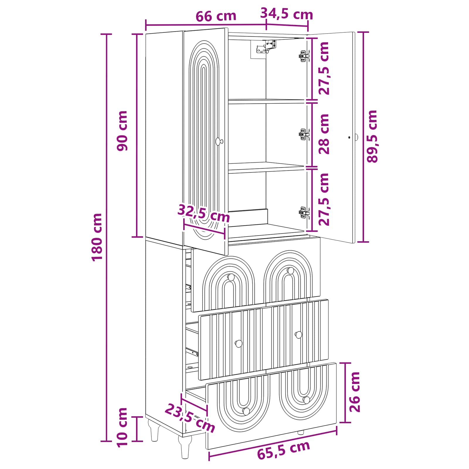 Skab Sæt 2 Dele 66 X 34,5 X 90 Cm Konstrueret Træ - Billede 8
