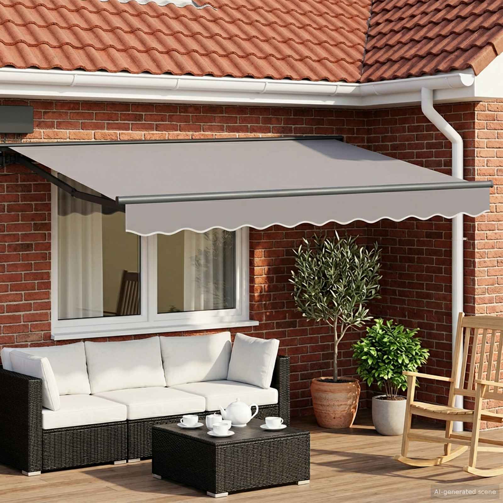 Manuel Markise-ramme Med Led-lys Aluminium - Hovedbillede