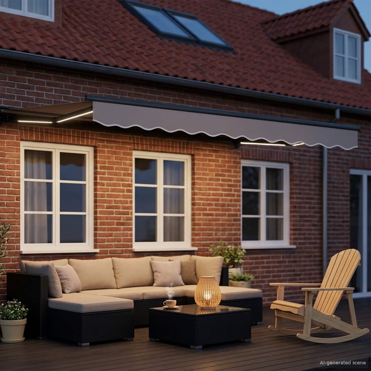 Manuel Markise-ramme Med Led-lys Aluminium - Billede 3