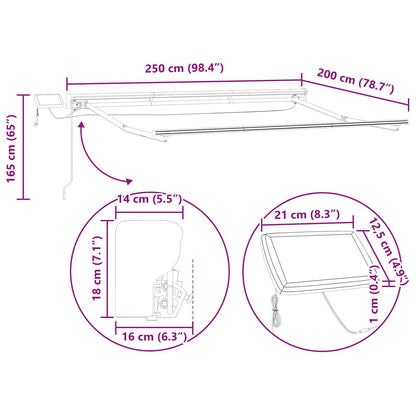 Manuel Markise-ramme Med Led-lys Aluminium - Billede 11