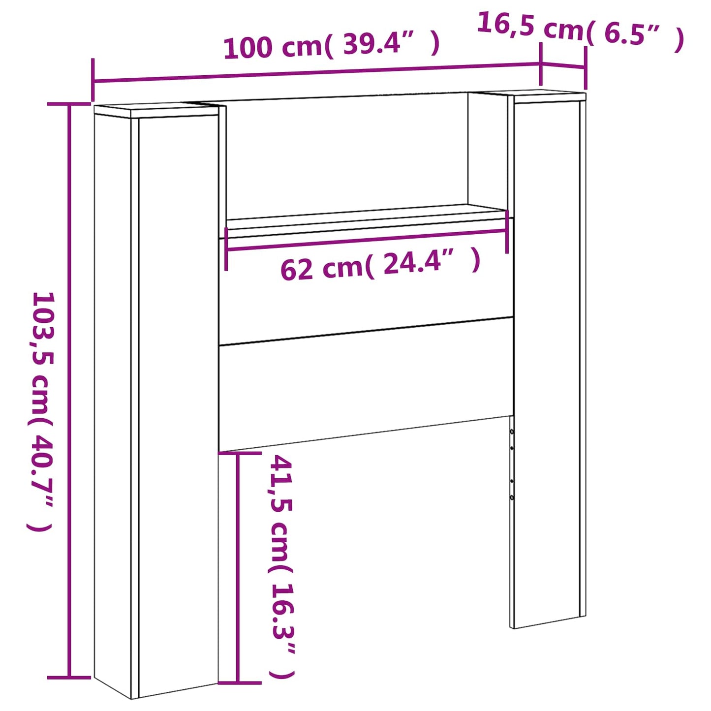 Hovedgærde Sonoma Eg 100 X 16,5 X 103,5 Cm Konstrueret Træ - Billede 13