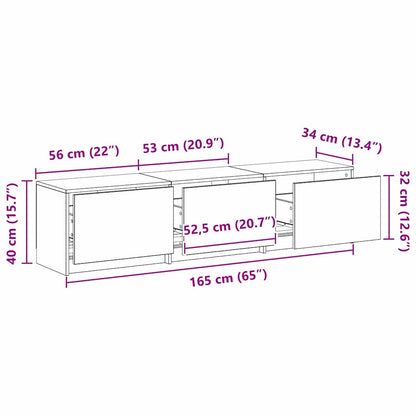 Tv-bord Med Led 165 X 34 X 40 Cm Konstrueret Træ - Billede 14