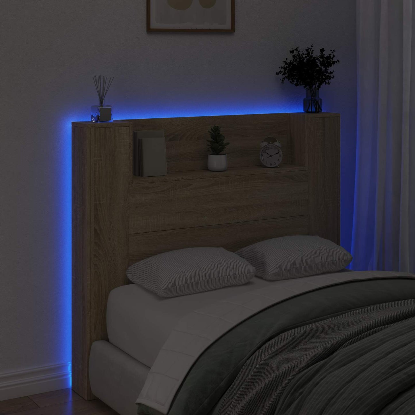 Hovedgærde Kabinet Med Led Sonoma 120 X 16,5 X 103,5 Cm - Billede 4