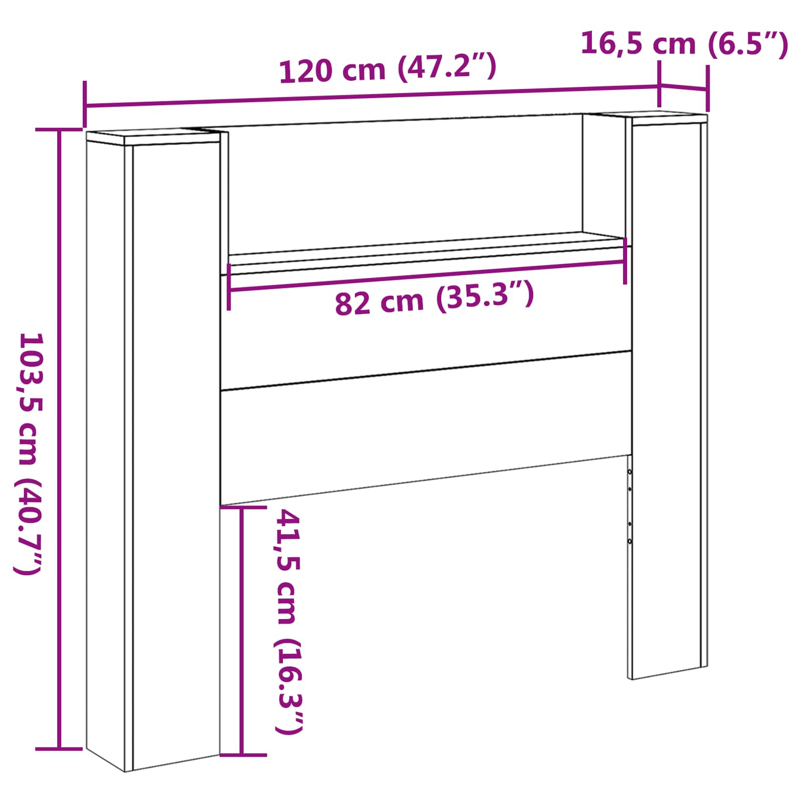 Hovedgærde Kabinet Med Led Sonoma 120 X 16,5 X 103,5 Cm - Billede 13