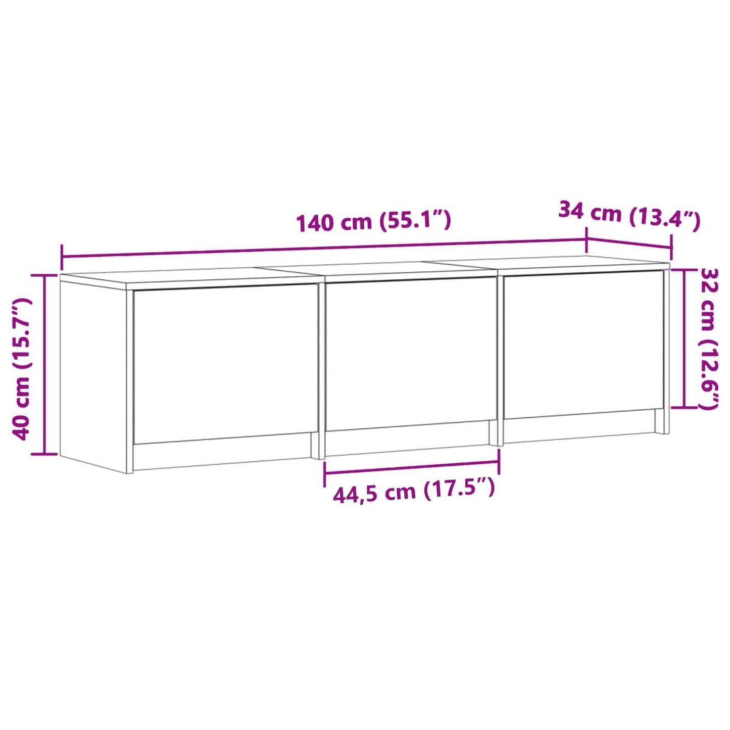 Tv-skab Med Led 140 X 34 X 40 Cm Konstrueret Træ - Billede 12