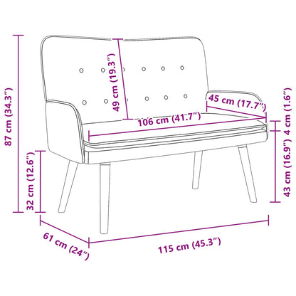 To-personers Sofa 115 X 61 X 87 Cm Fløjl - Billede 9