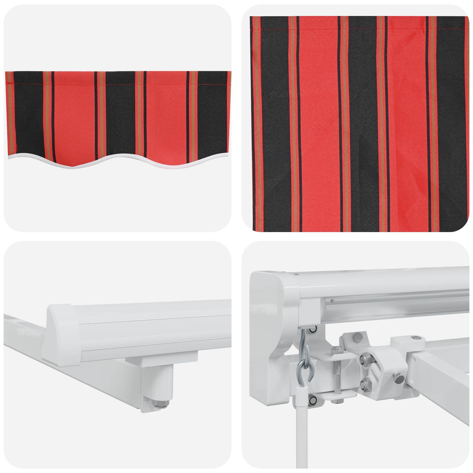 Manuel Markise-ramme Med Led-lys Orange, Sort Og 4,5 × 3 M - Billede 9