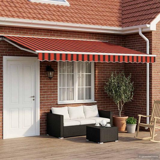 Manuel Markise-ramme Med Led-lys Orange, Sort Og 4,5 × 3 M - Hovedbillede